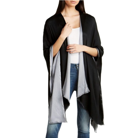 NWT Calvin Klein Reversible Shawl Black/Grey Shawl - Picture 9 of 9
